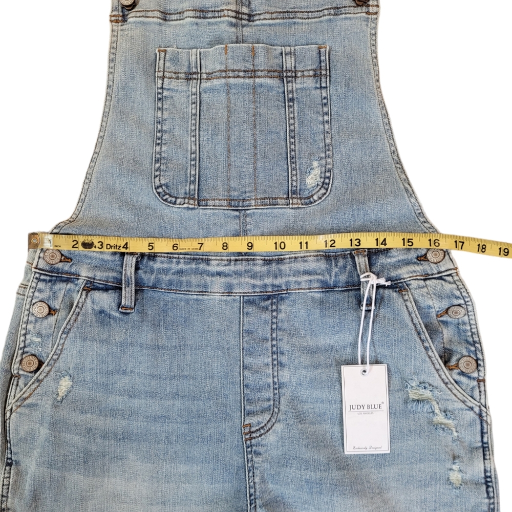 Judy Blue Light Wash Denim Short Overalls - Picture 9 of 15